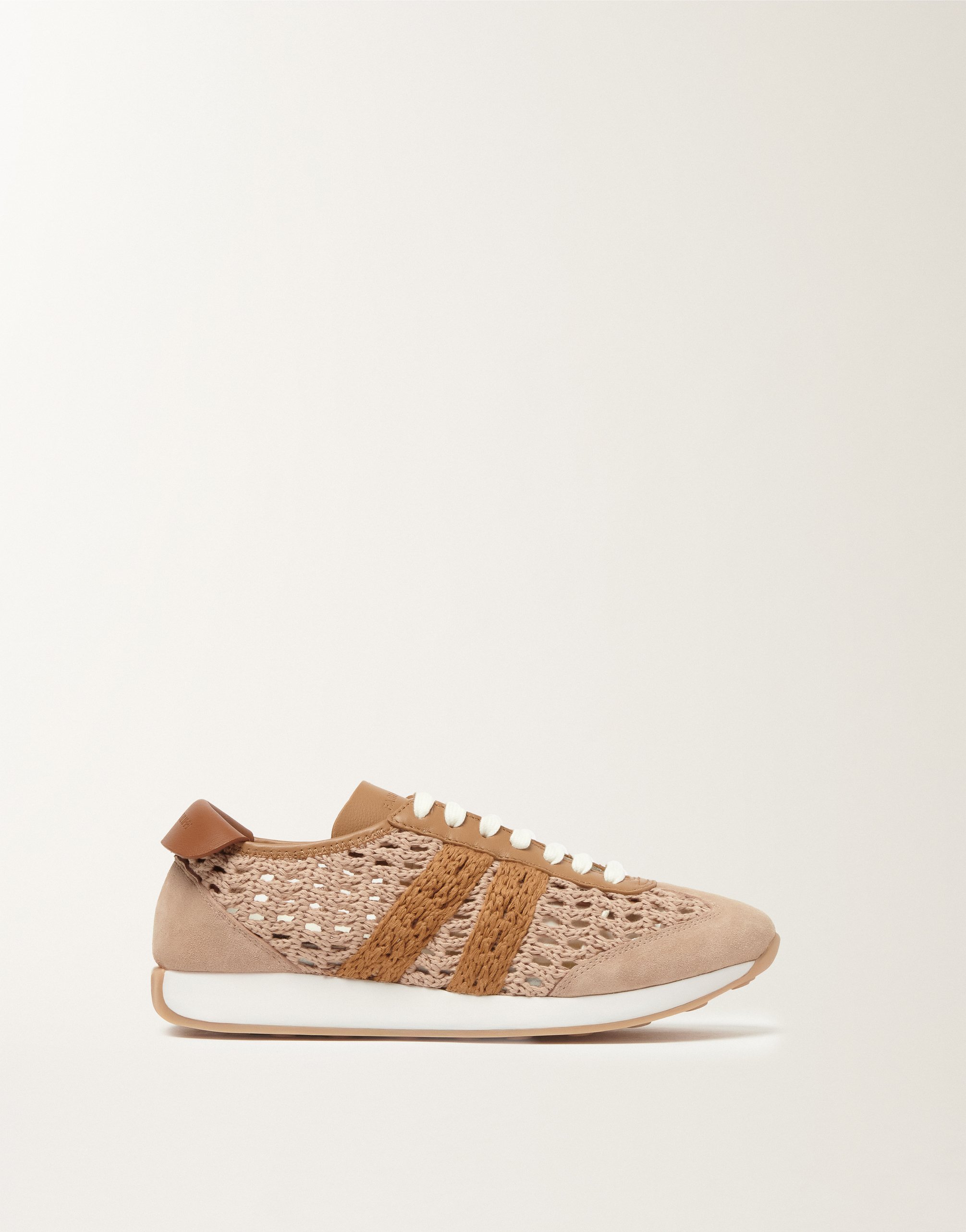 Knit runner, maple and leather