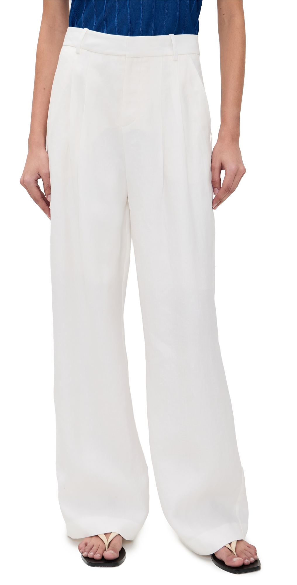 The Linen Belted Trousers White