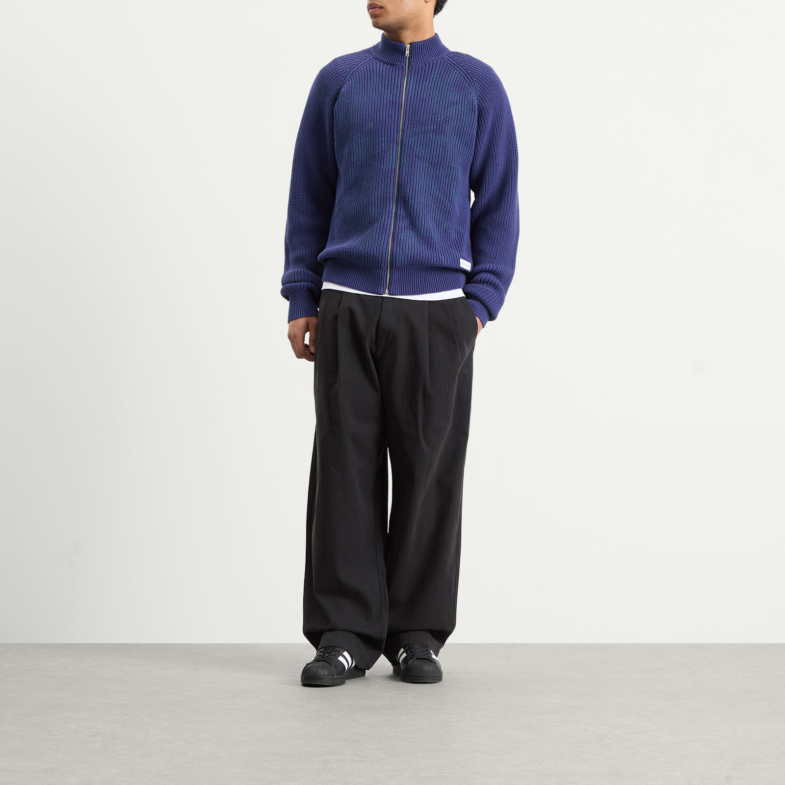 Men's Shout Zip Knit Sweater in Dark Blue