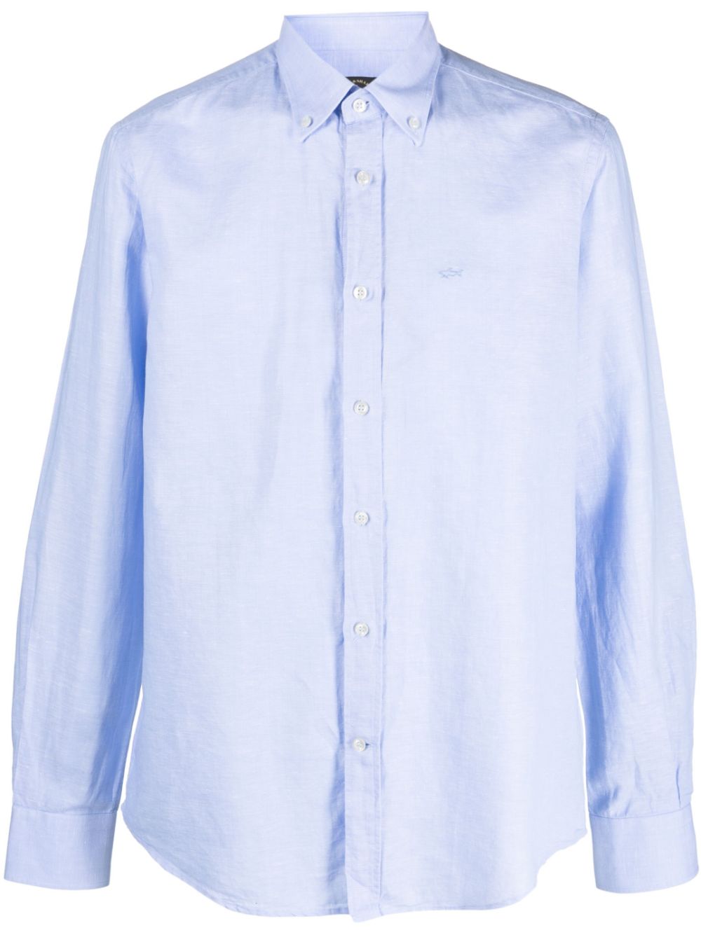 Cotton-linen-blend shirt - Blue
