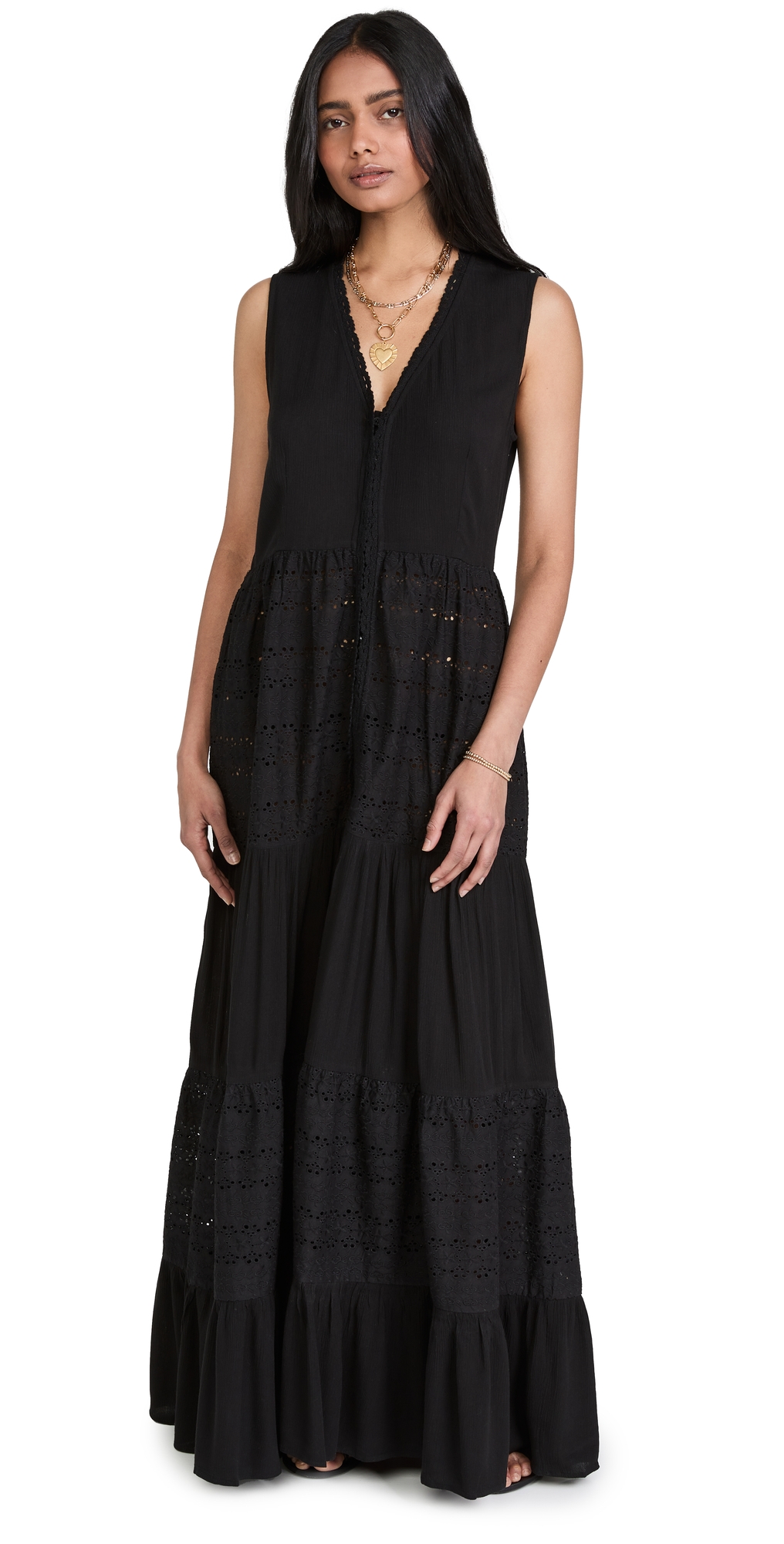 Eyelet Maxi Dress Black
