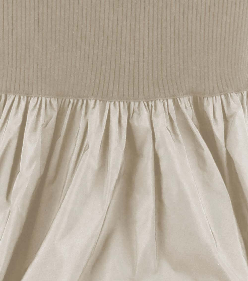 Beige Ruffled Knitted Midi Dress