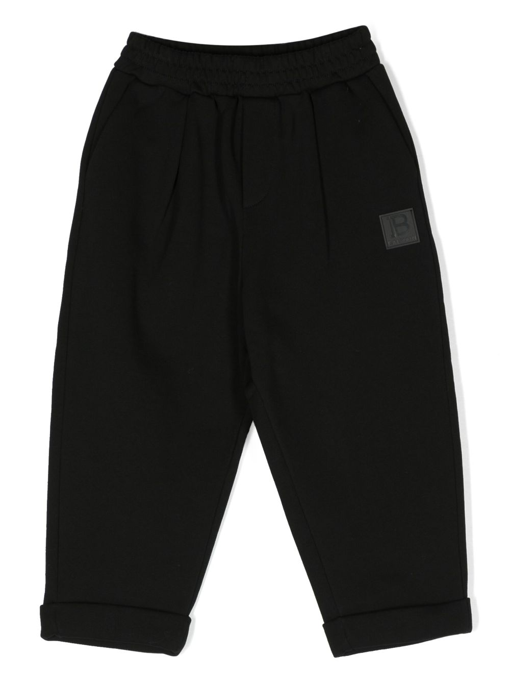 Logo-patch elasticated trousers - Black