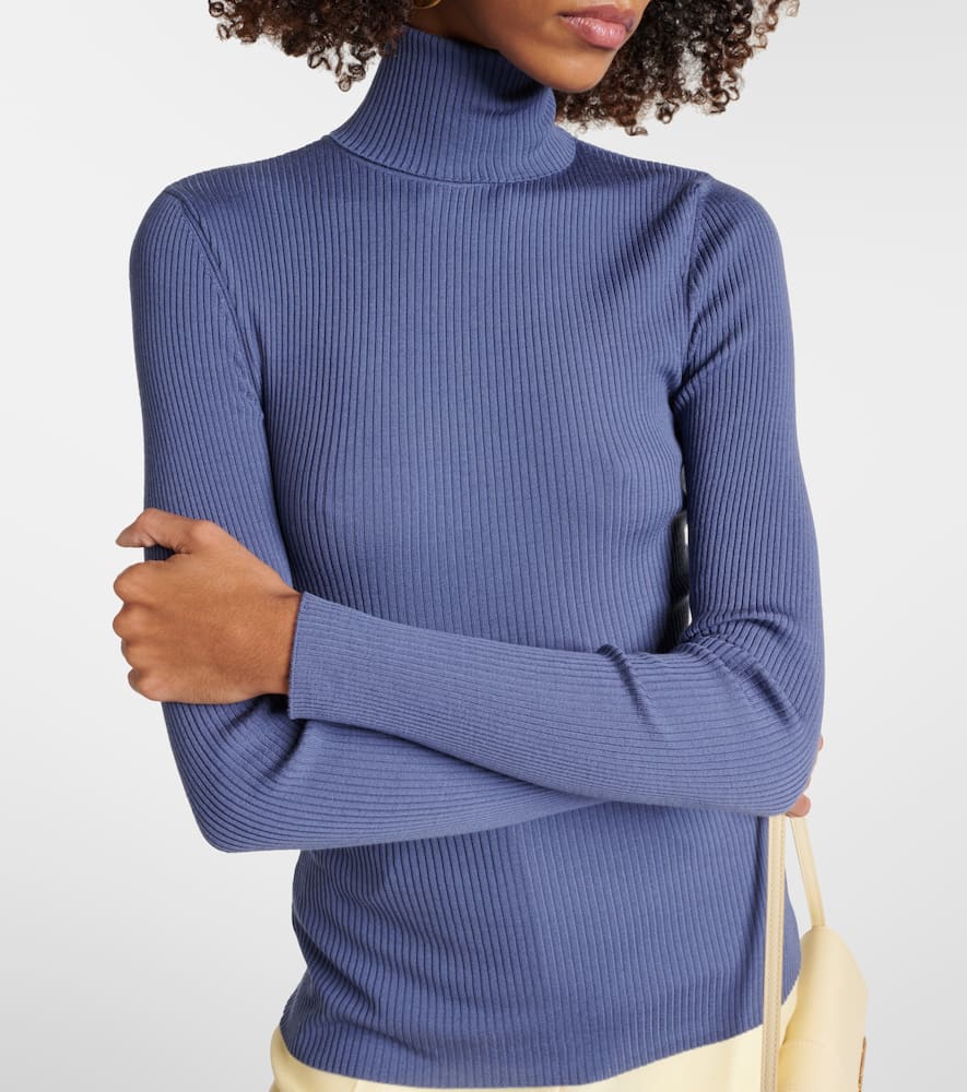 Ribbed-knit virgin wool turtleneck top