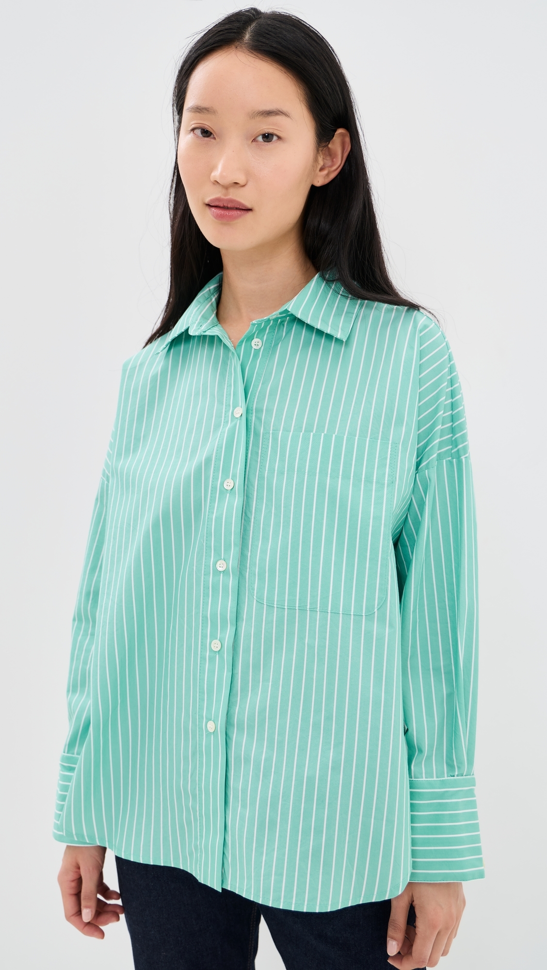 Brady Button Down Shirt Turquoise Stripe