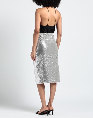 Woman Midi skirt Silver Size M Polyester