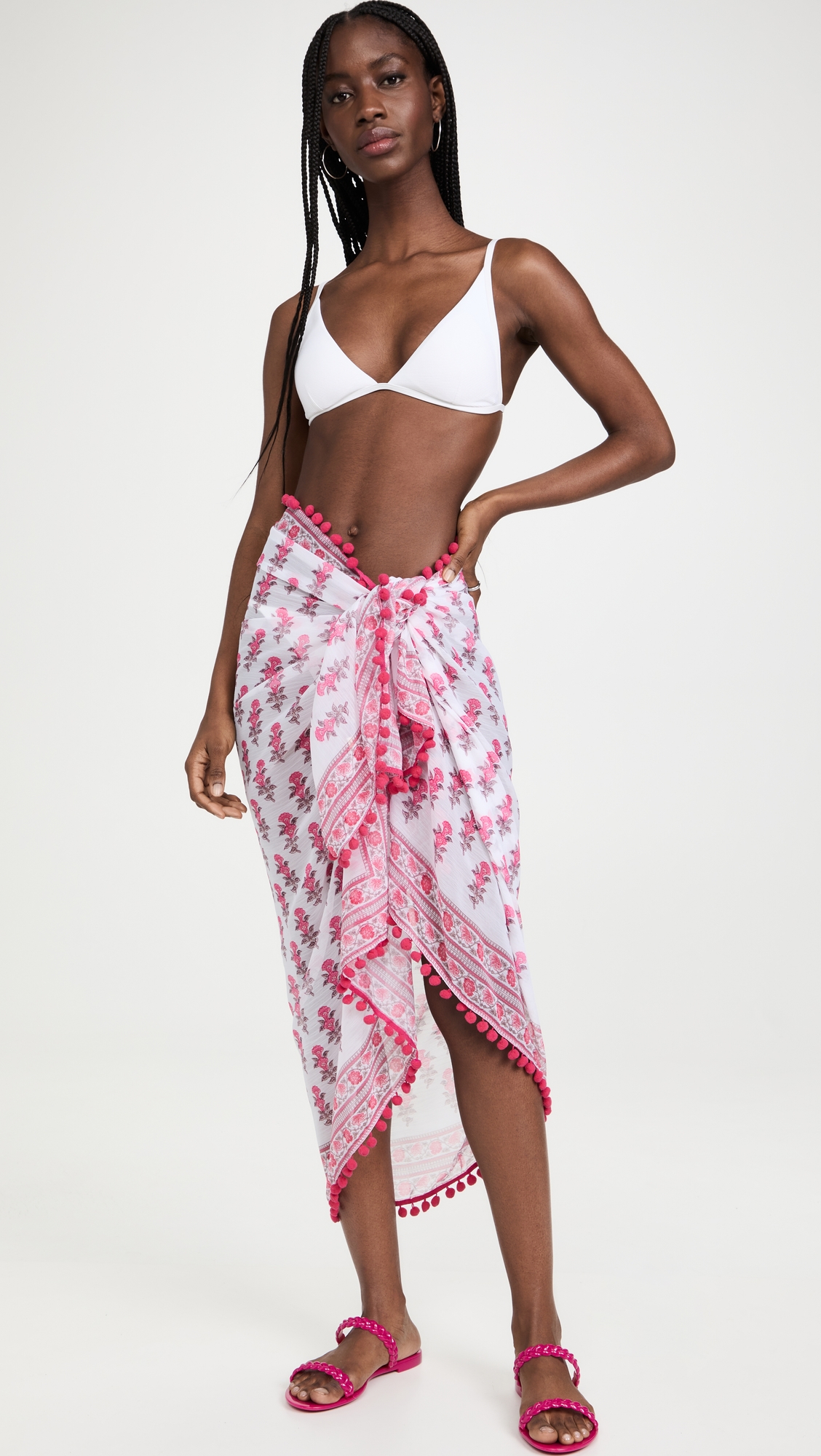 Border Print Sarong Pink One Size
