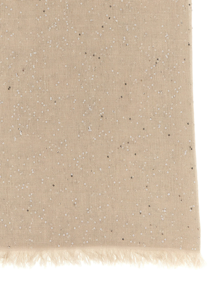 Sequin-embellished scarf - Neutrals