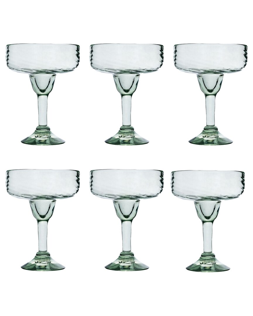 10 Strawberry Street Set of 6 Optic Swirl Mexican Glassware: Margarita
