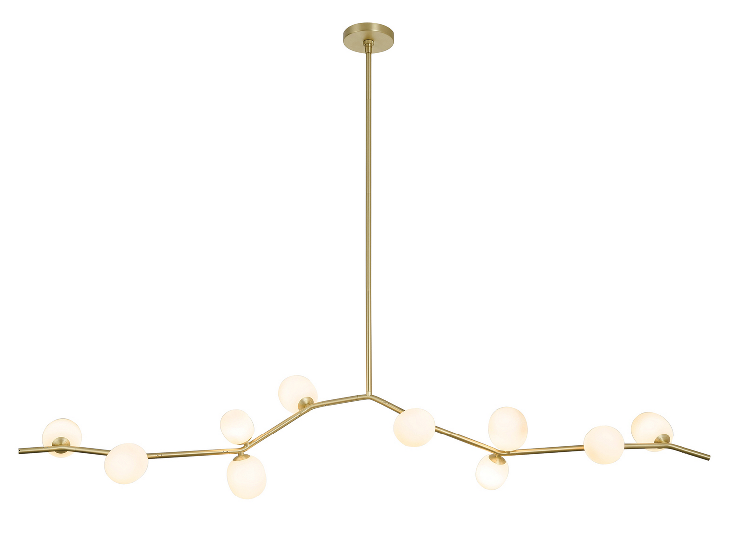 Hampton 10-Light Chandelier in Brushed Brass With White Gla