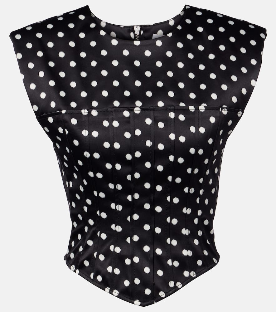 Polka-dot satin corset top