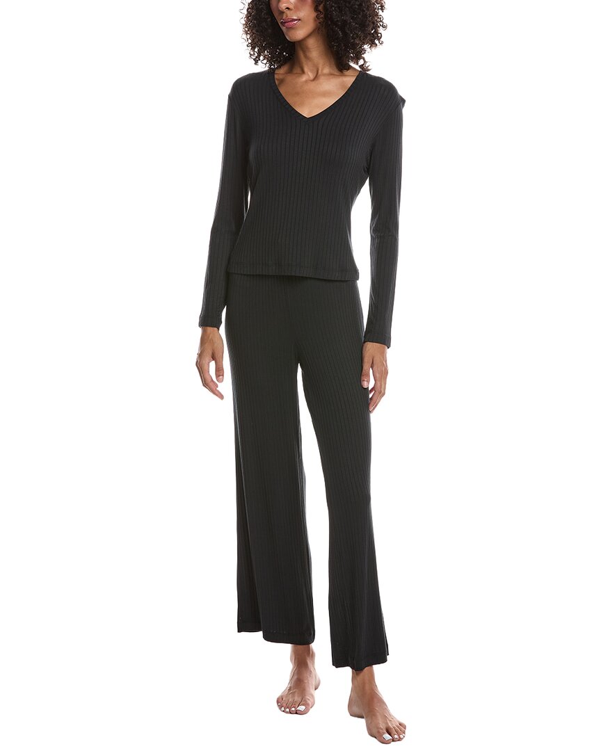 2Pc Harmony Rib V Neck Top & Pant Set