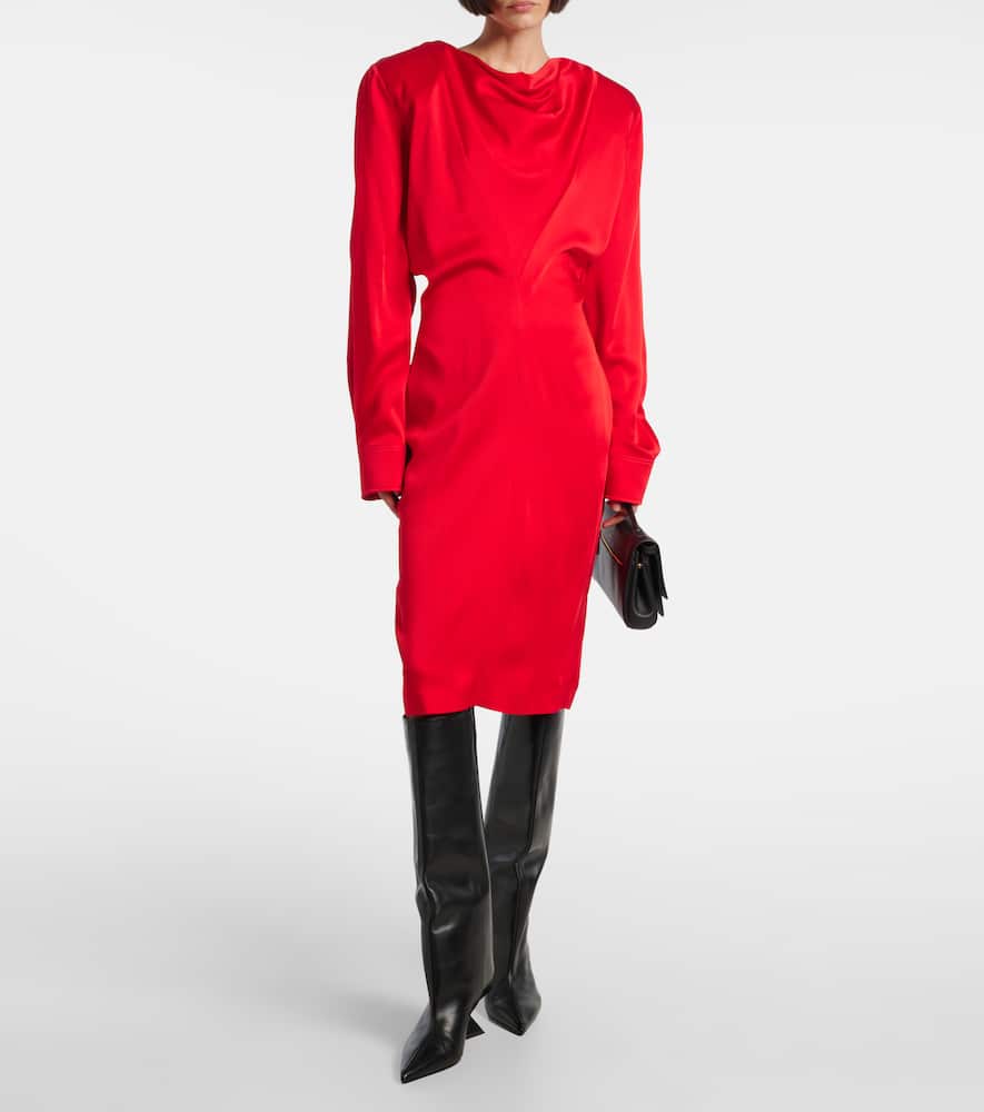 Cowl neck satin midi dress