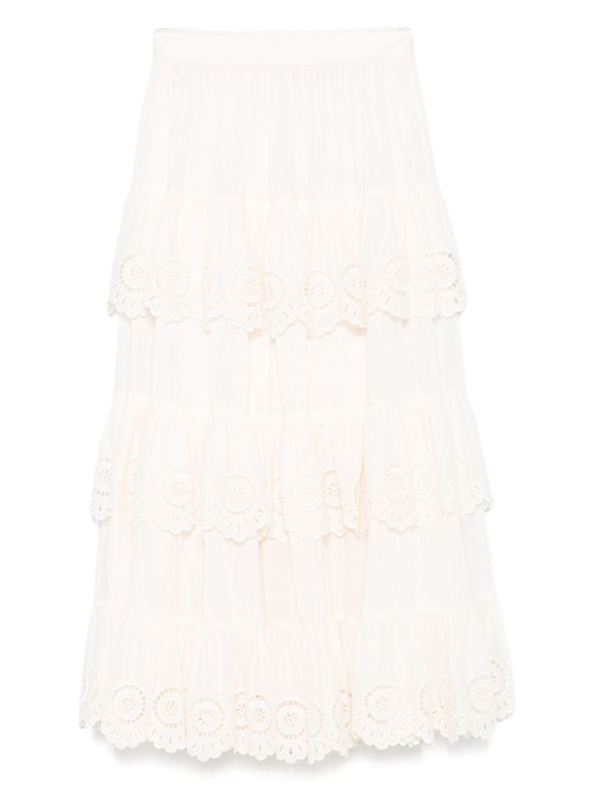Lucky Embroidered Midi Skirt
