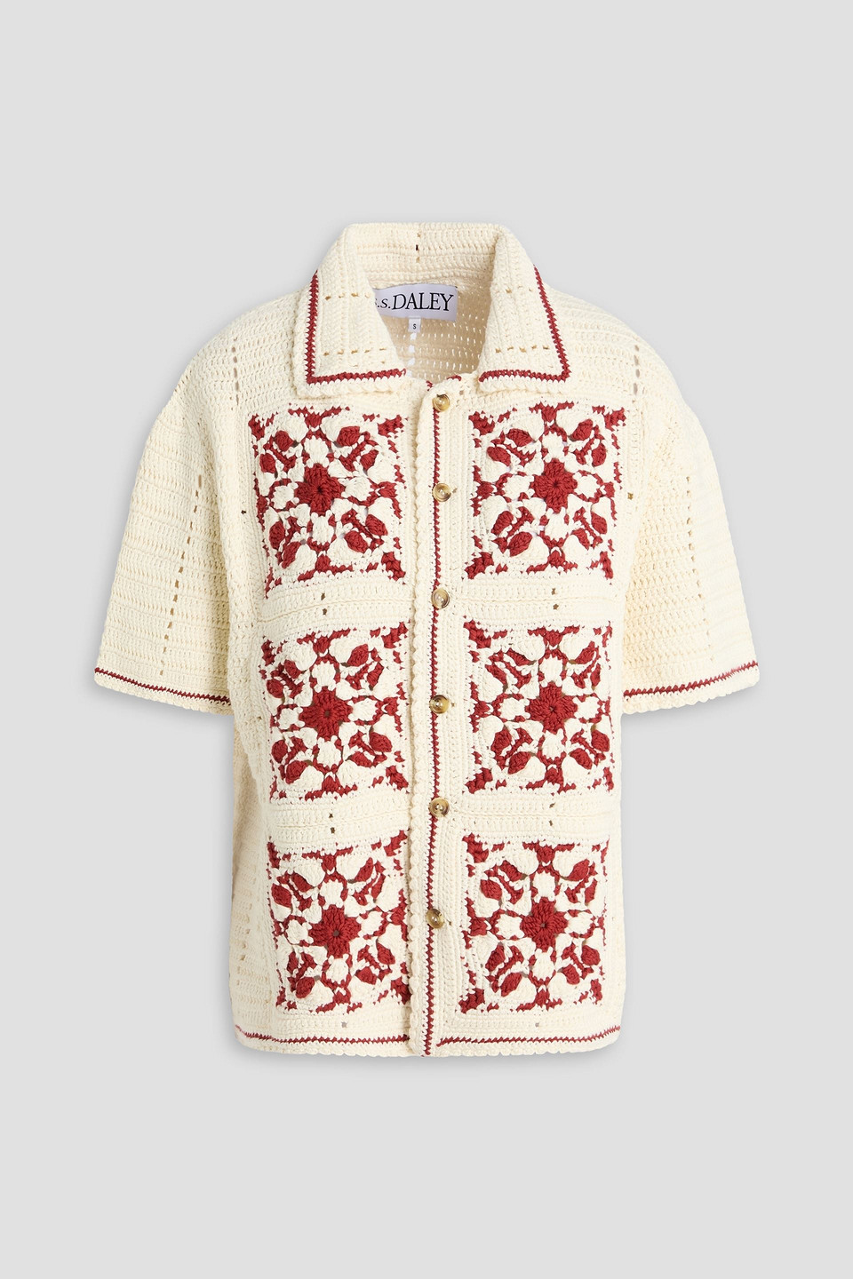 Crochet-knit shirt - White - M