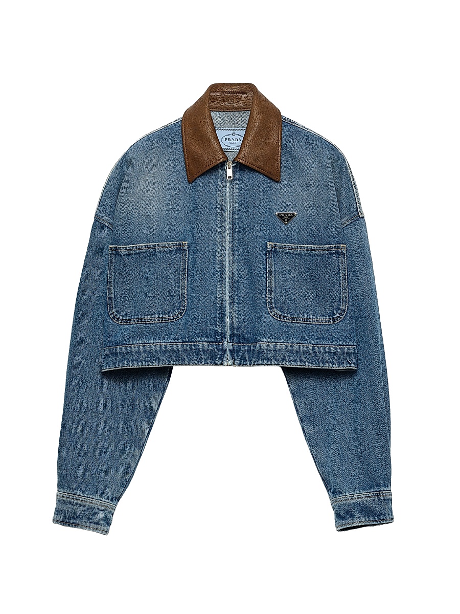 Women's Cropped Denim Jacket - Blue