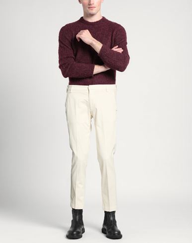 Man Pants Off white Size 38 Cotton, Elastane