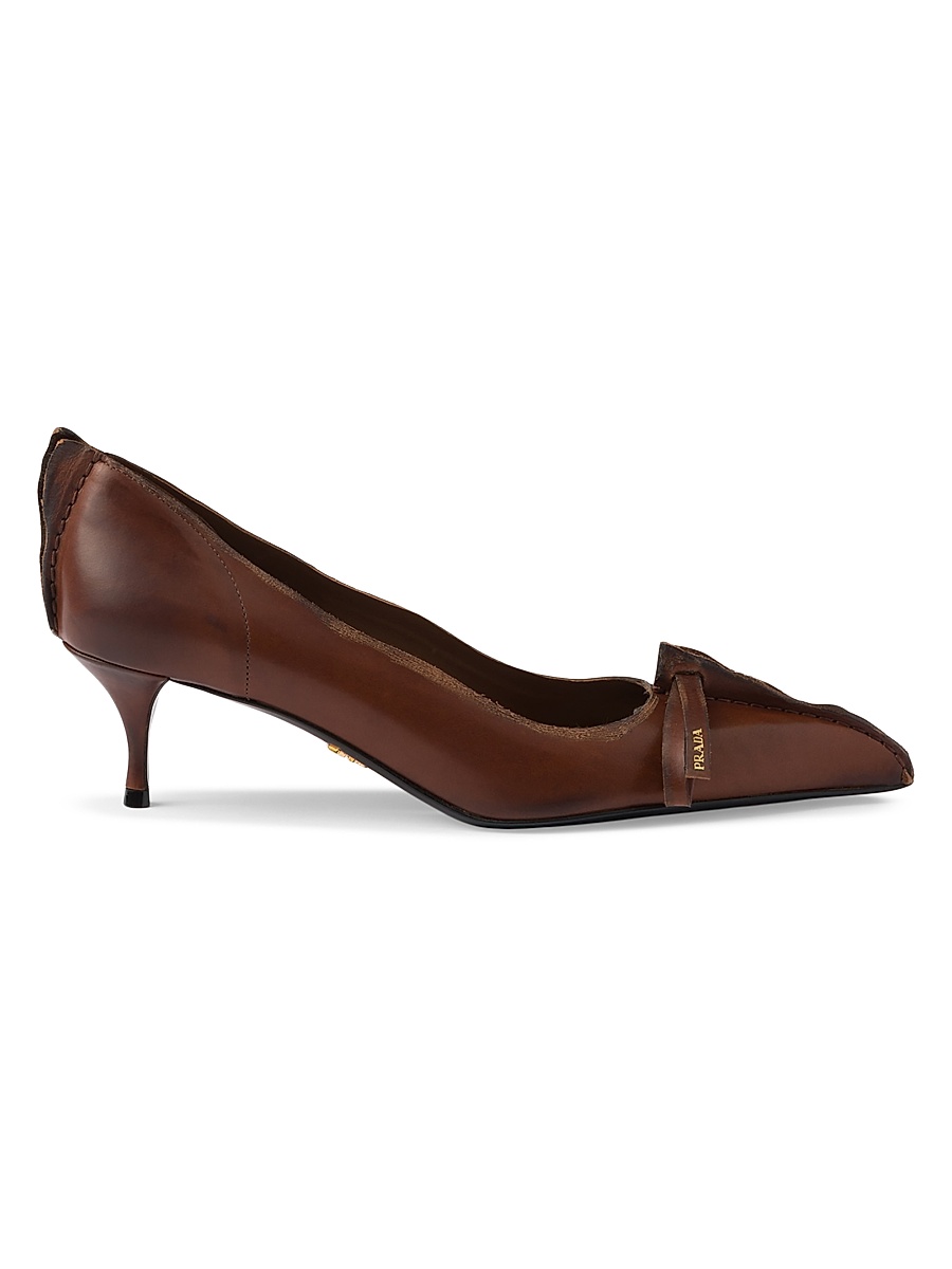 Women's Antiqued Leather Pumps - Brown
