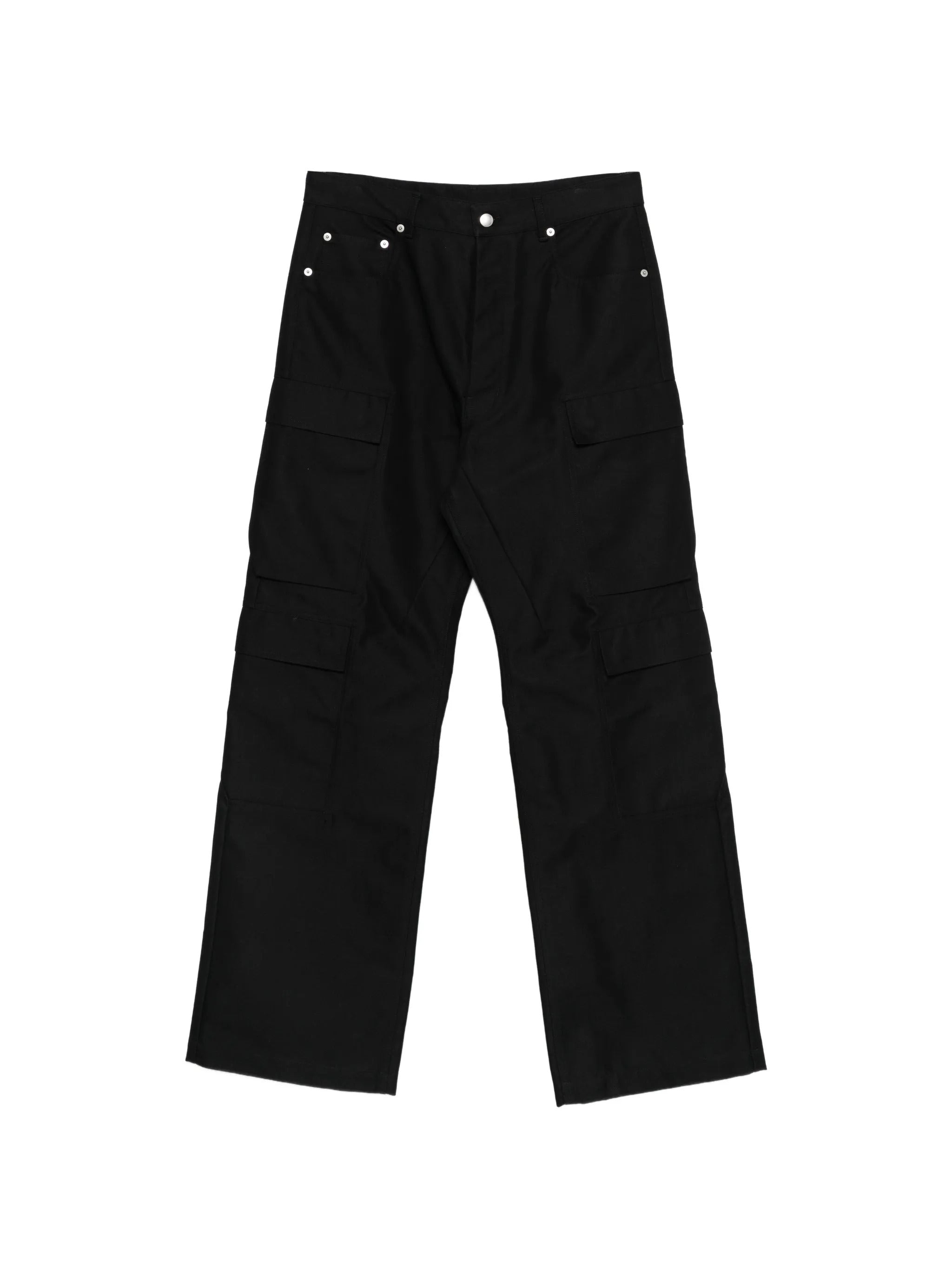 Men's Wide-Leg Pants with Cargo Flap Pockets, Button Closure, and Belt Loops (Size 32)