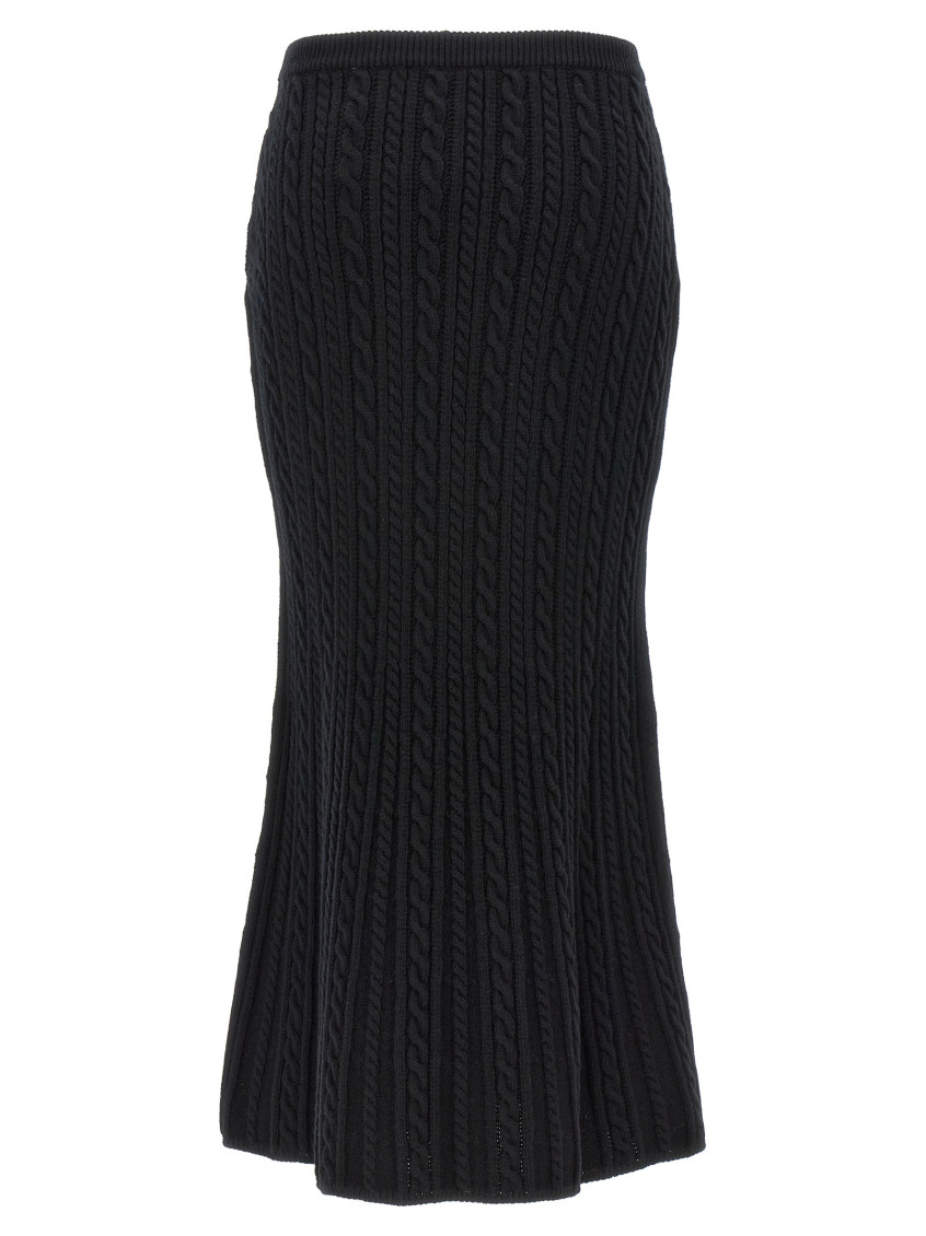 -Long Wool Skirt Gonne Nero-Donna