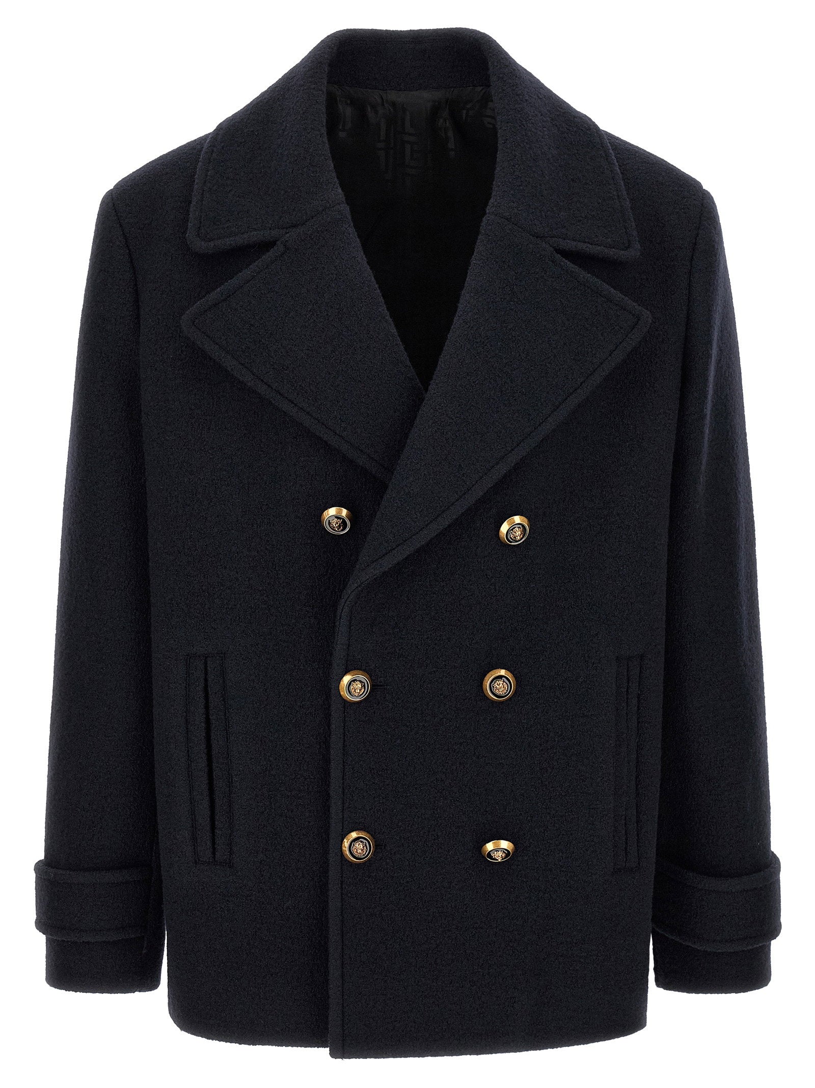 Virgin Wool Double-Breasted Coat — Black