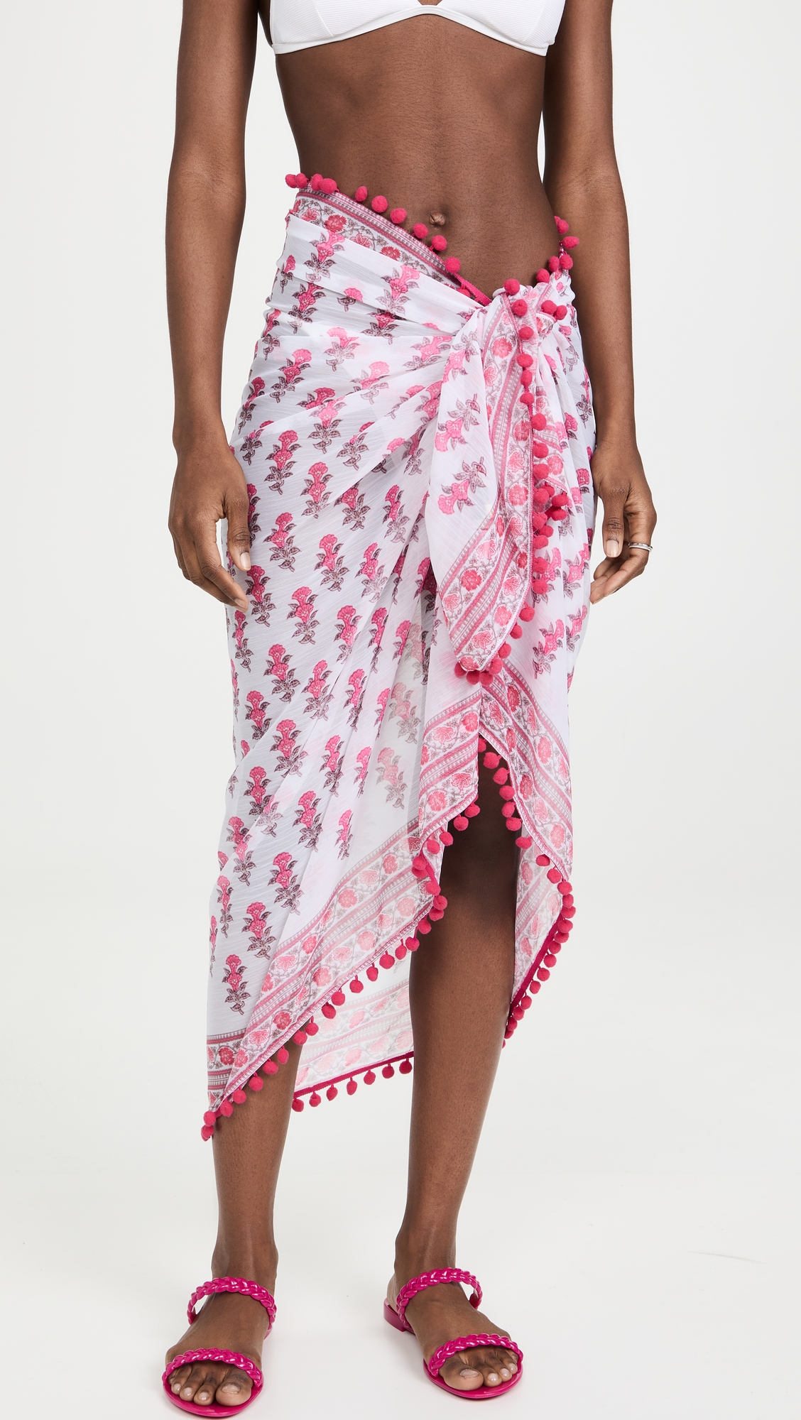 Border Print Sarong Pink One Size