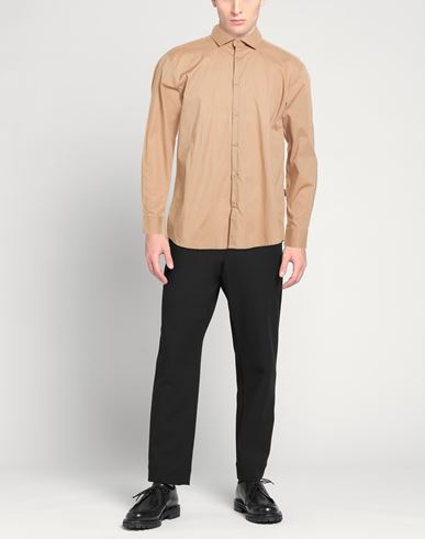 Man Shirt Light brown Size XL Cotton, Elastane