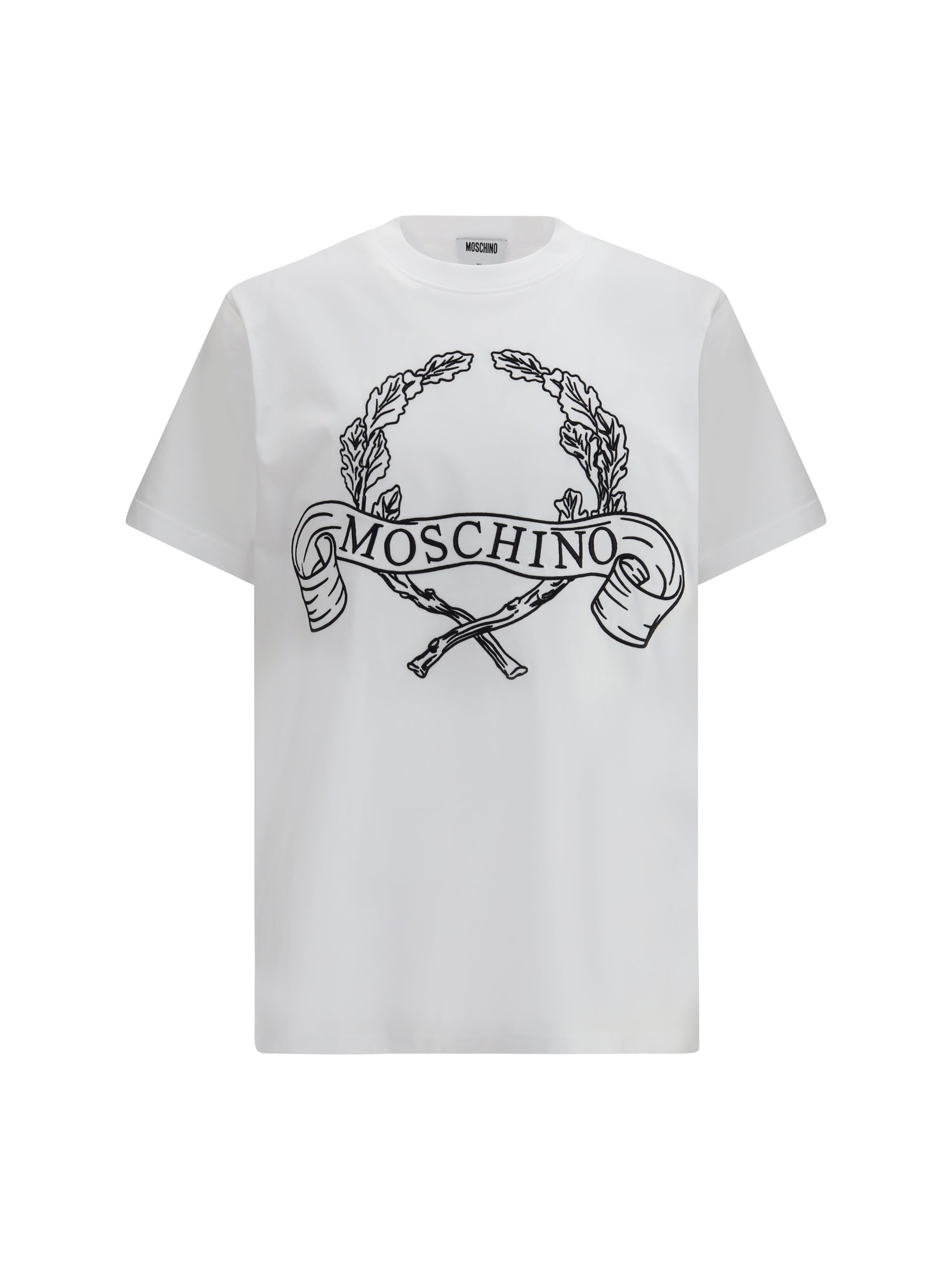 Laurel Crown Embroidered Logo T-Shirt — White