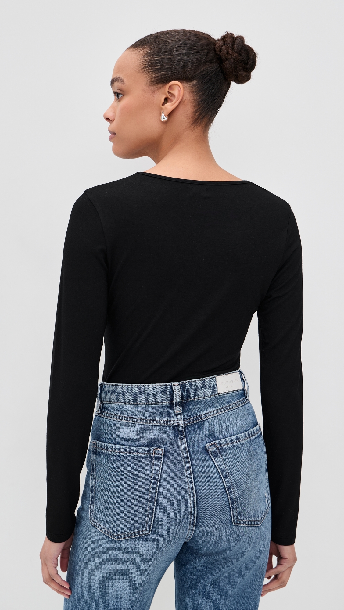 Cassandra Long Sleeve Ruched Bodysuit Black