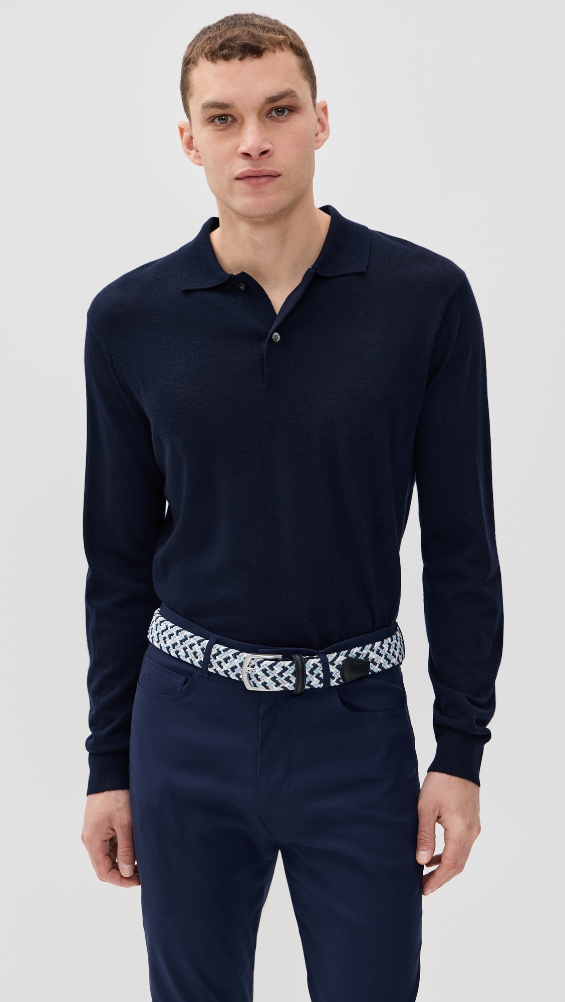 Greyson Saratoga Merino Long Sleeve Polo Sweater MALTESE BLUE