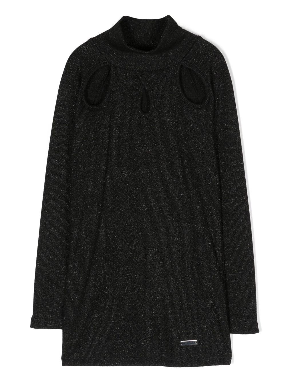 Cut-out sparkle long-sleeve tunic - Black