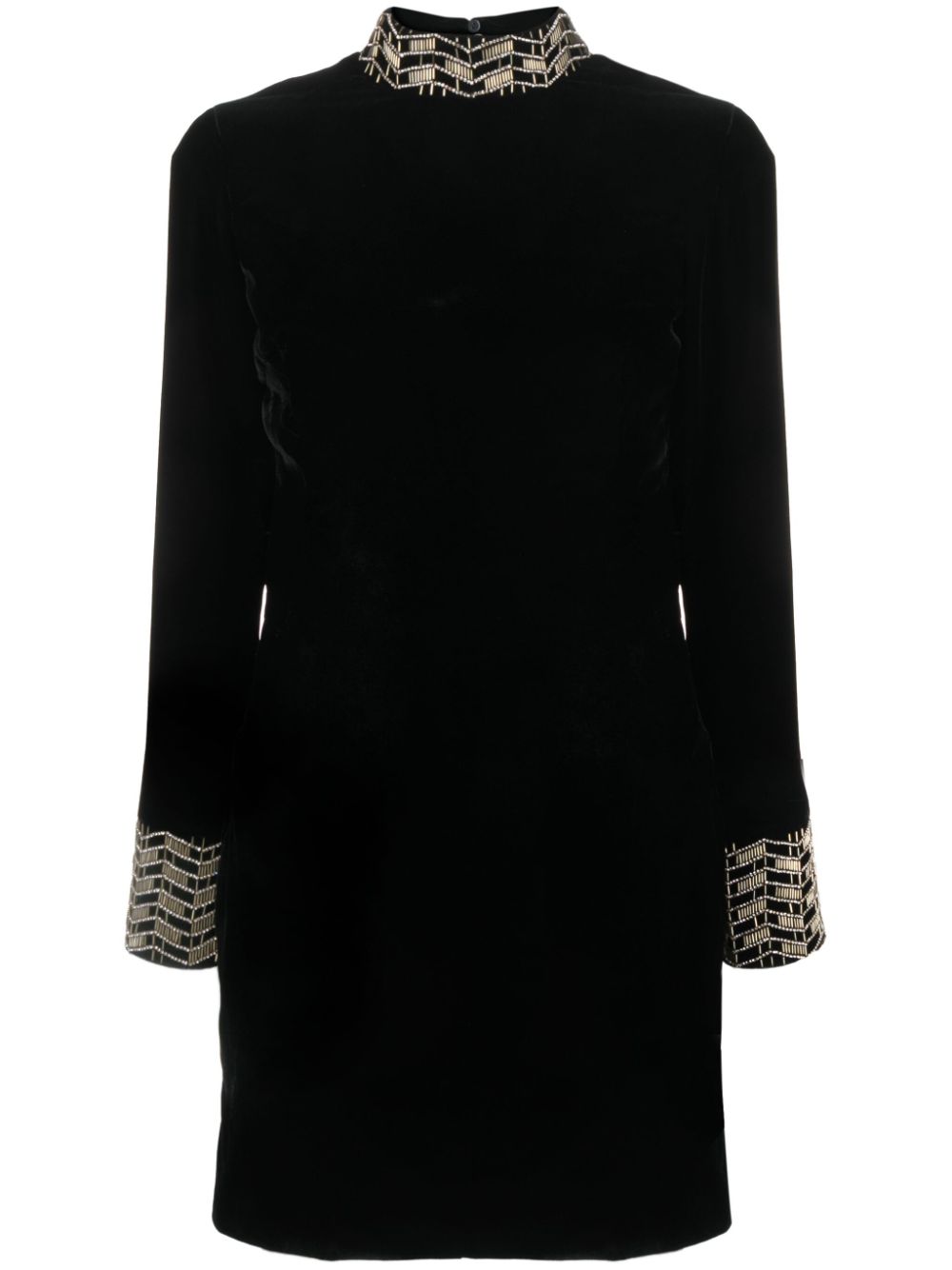 Open-back velour minidress - Black