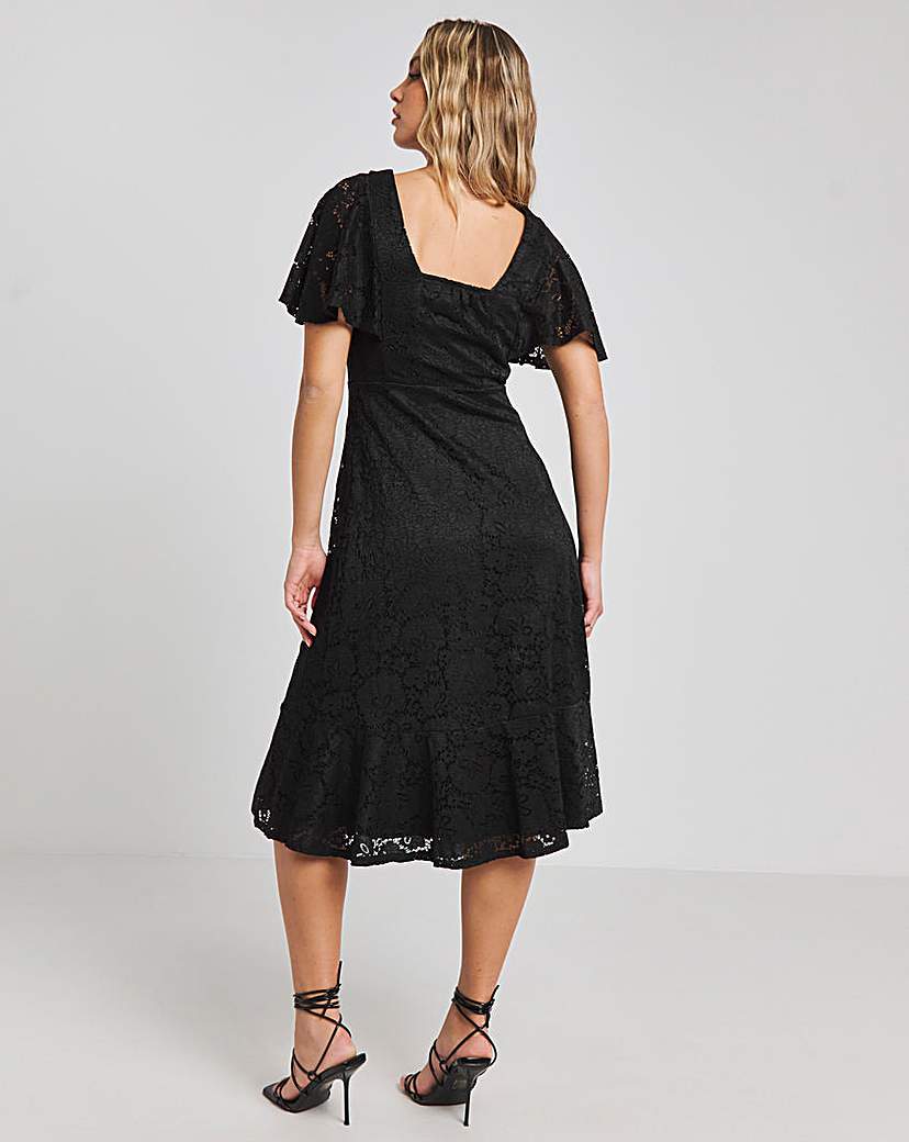 Joanna Hope Angel Sleeve Lace Midi Dress