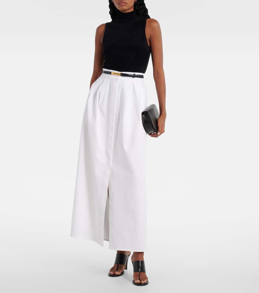 Cotton-blend gabardine maxi skirt