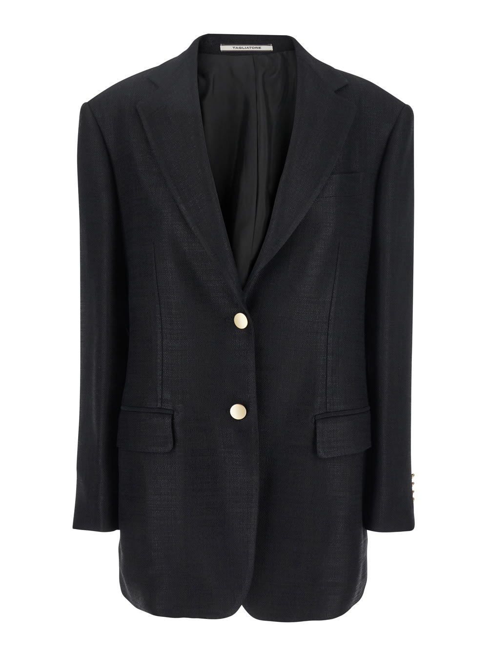 Black Jacket With Pointed Lapels And Front Pockets In Viscose Blend Woman