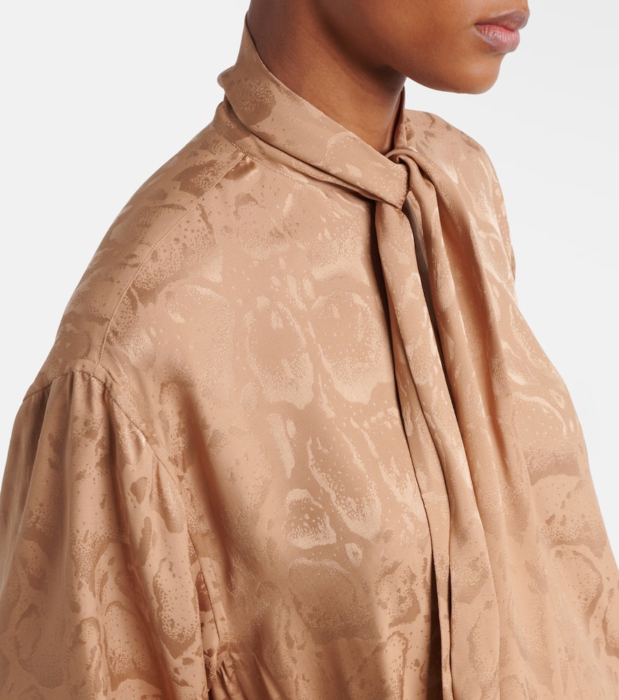 Leopard-print silk-blend jacquard blouse
