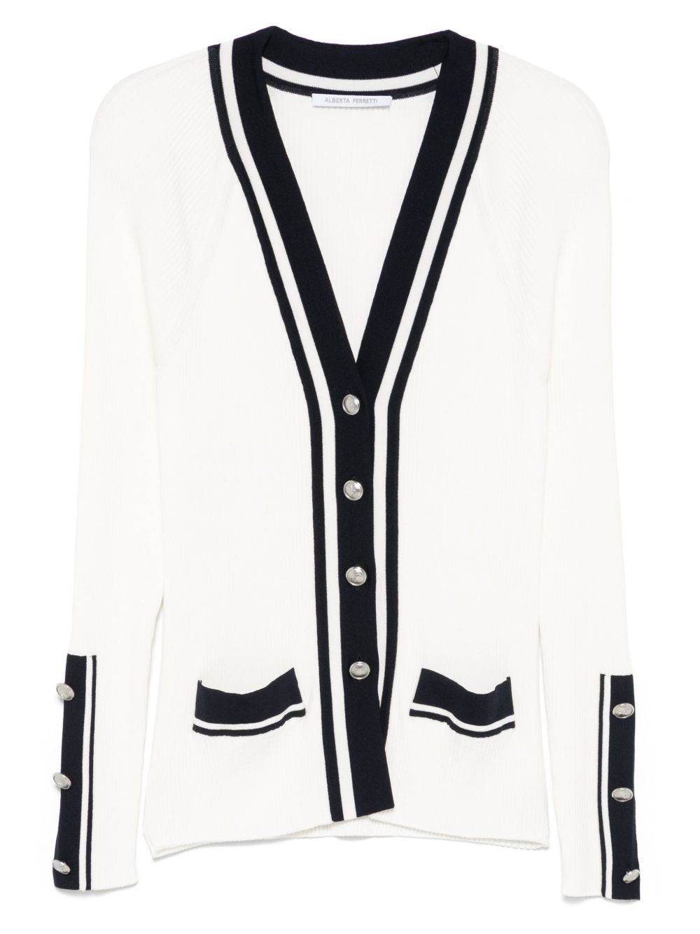 Alberta Ferretti contrast-trim cardigan - White
