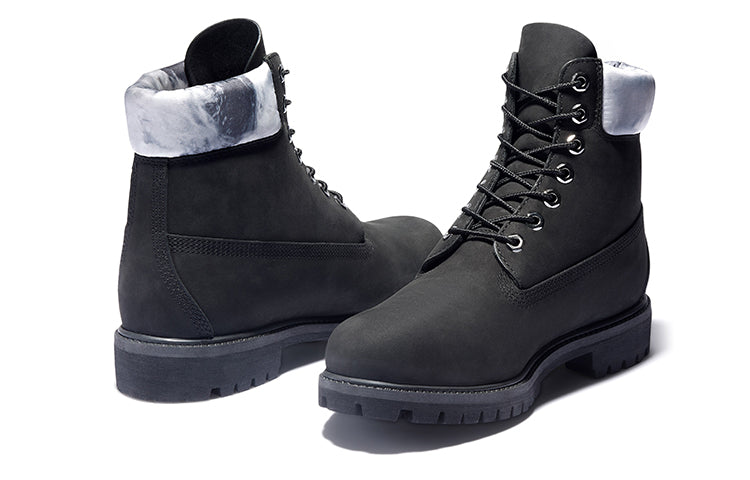 Premium 6 Inch Waterproof Boots 'Black Nubuck with Grey Camo Collar'
