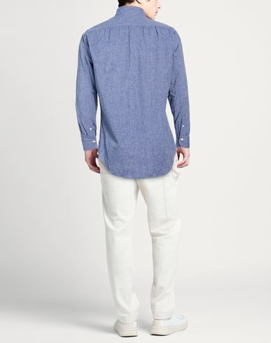 Man Shirt Blue Size 17 Cotton, Linen