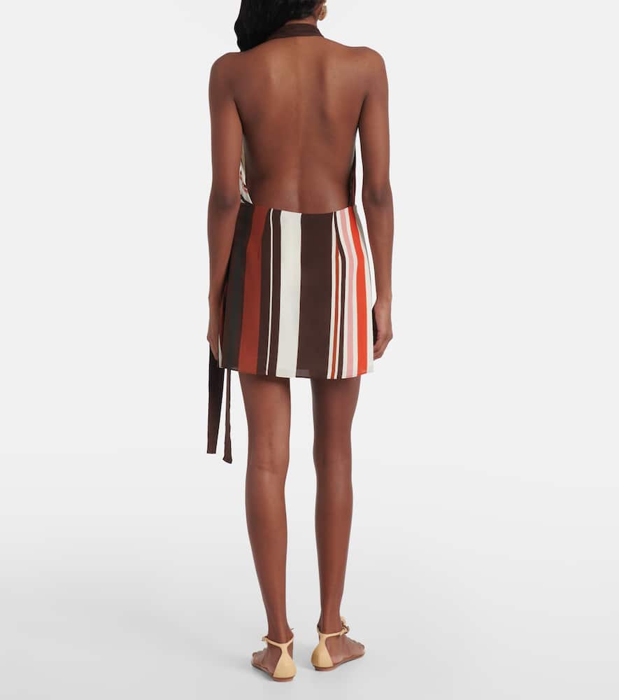 Thistle striped silk satin minidress