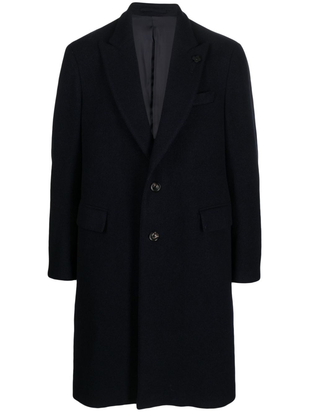 Single-breasted wool-blend coat - Blue