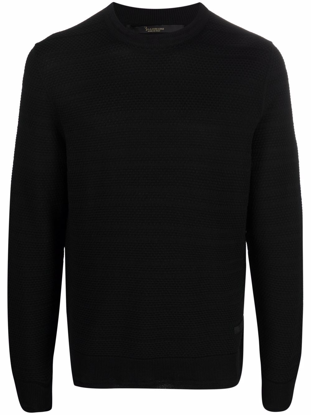 Round-neck merino wool jumper - Black