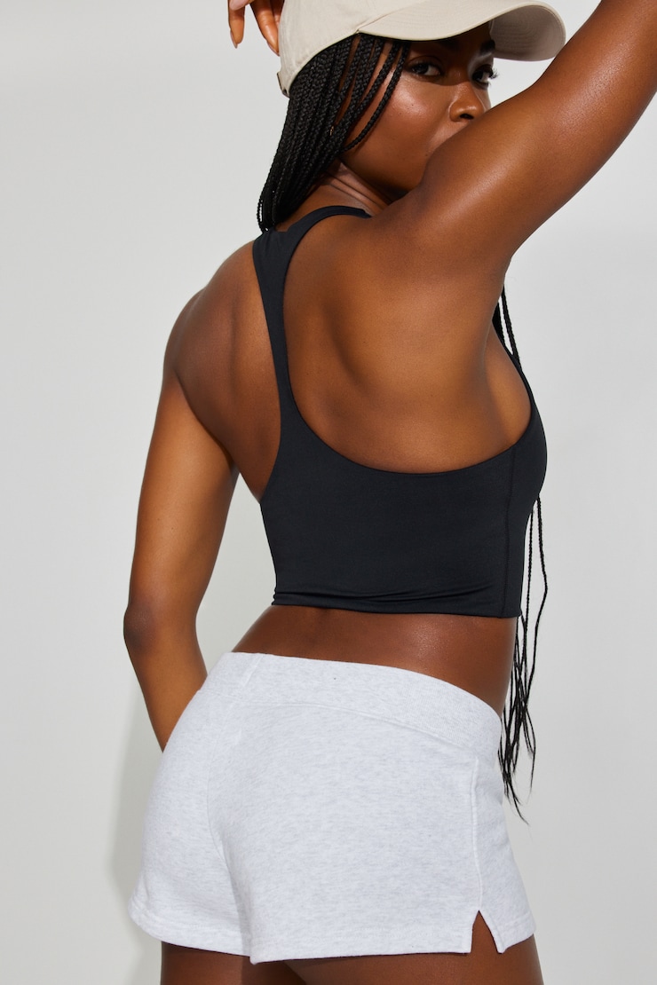 Active Cropped Racerback Tank Top - Black - Women Clothing