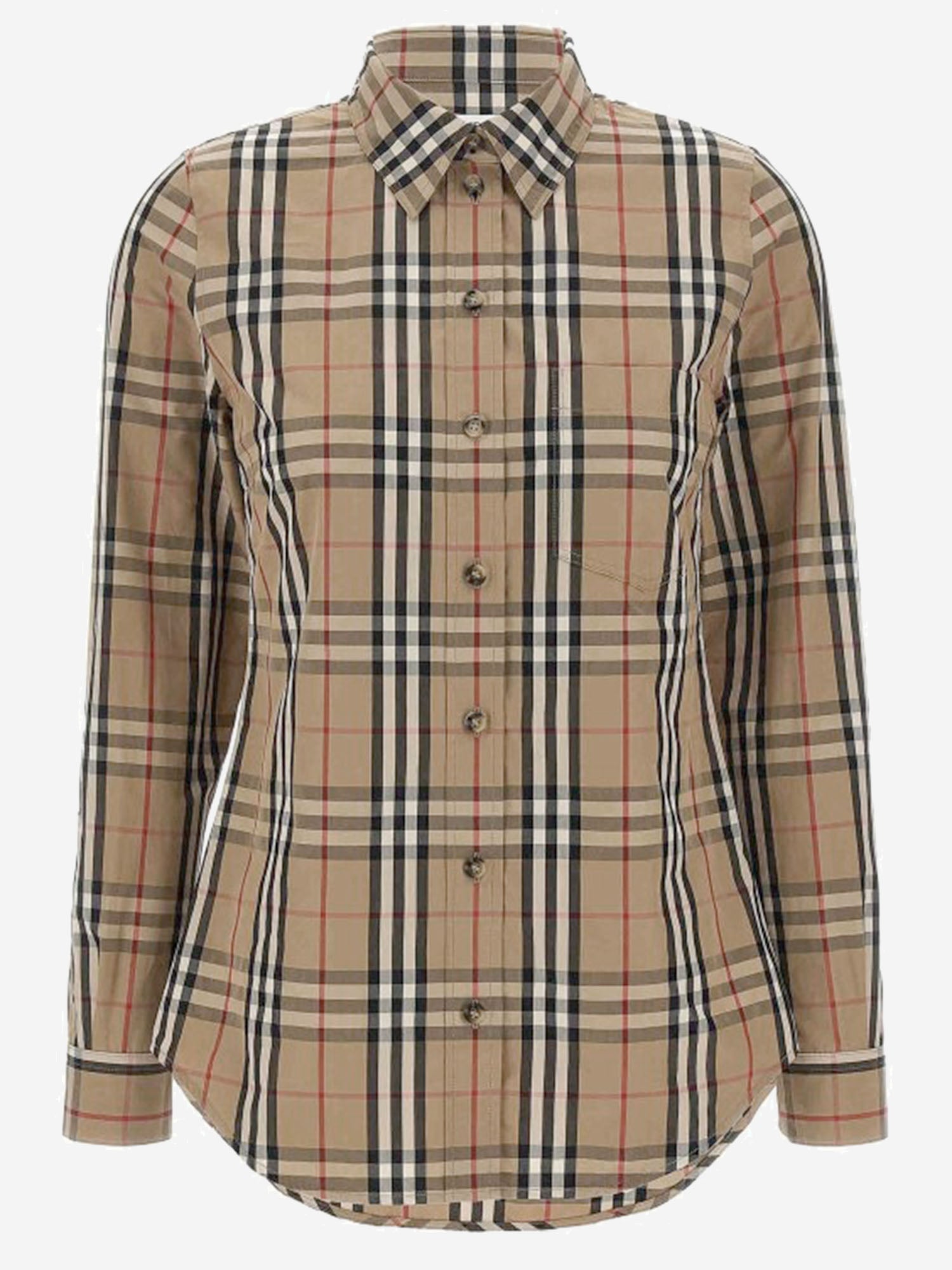 Checked Cotton Shirt — Beige