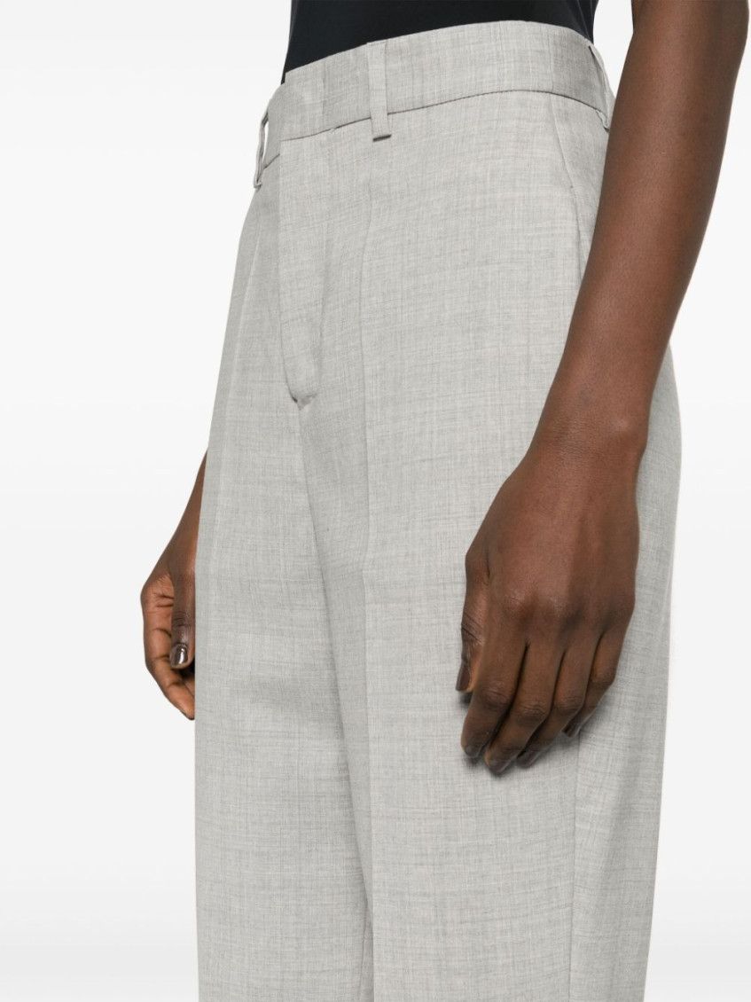 Grey high-waisted tailored trousers