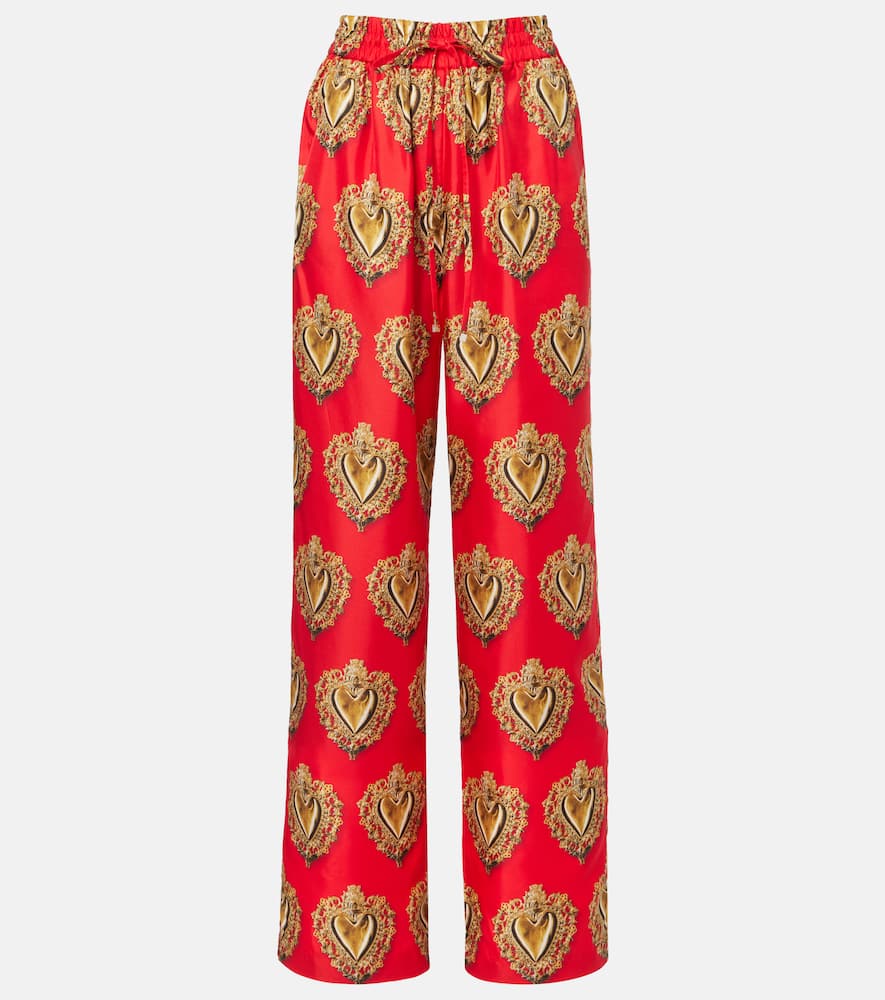 Printed high-rise silk palazzo pants
