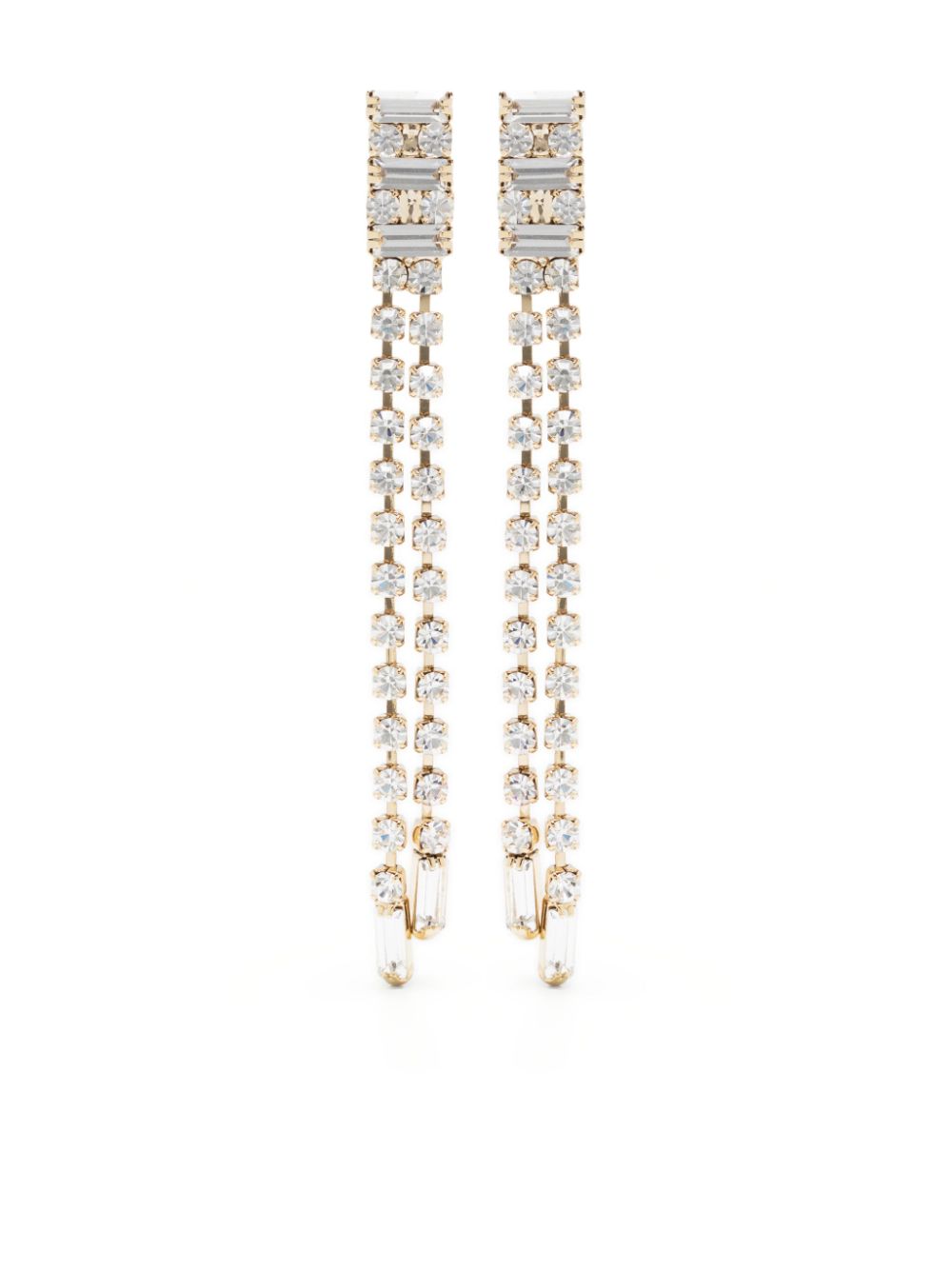 Crystal-embellished long drop earrings - Gold
