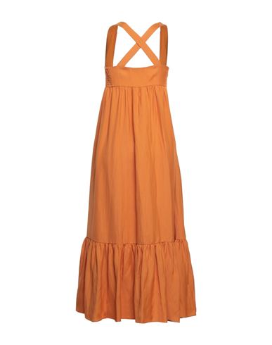 Woman Maxi dress Orange Size 10 Viscose, Linen