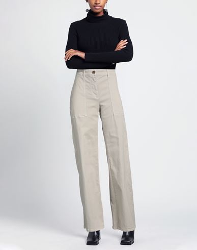 Woman Pants Taupe Size 26 Cotton, Elastane
