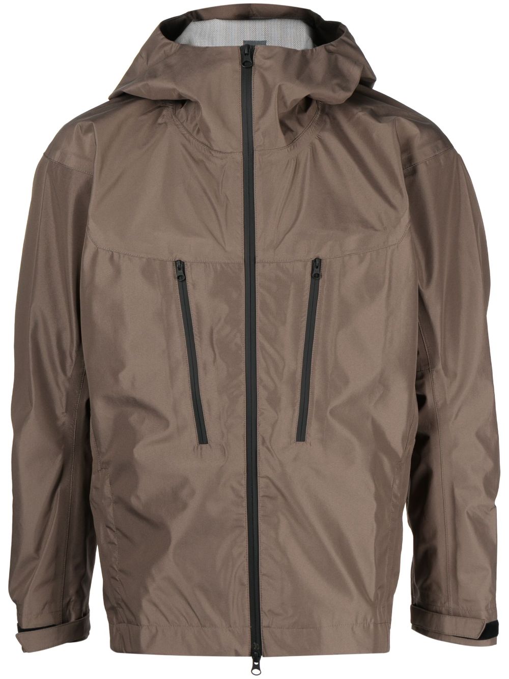 Slouchy-hood long-sleeve jacket - Brown